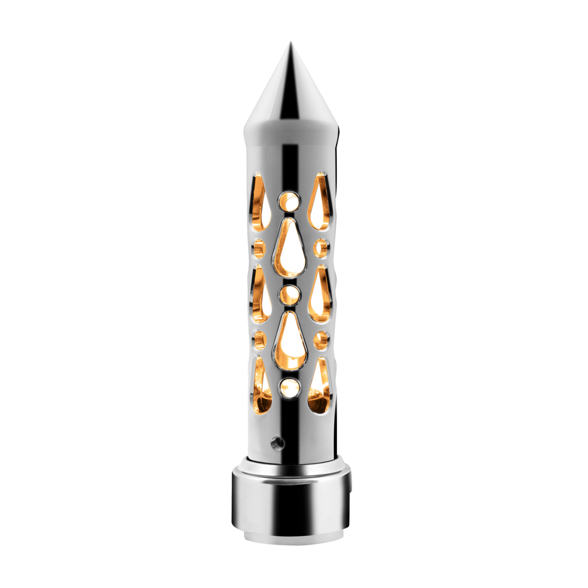 Brooklyn Spike Gearshift Knob With LED 13/15/18 Speed Adapter - Chrome/Amber LED