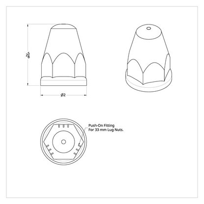 33mm X 2-5/8" Chrome Plastic Bullet Nut Covers With Flange - Push-On (Box of 20)