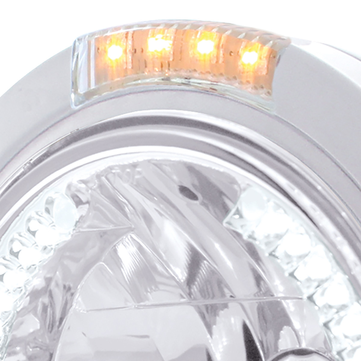 Stainless Steel Bullet Classic Headlight H4 With White LED & Dual Mode LED Signal-Clear Lens