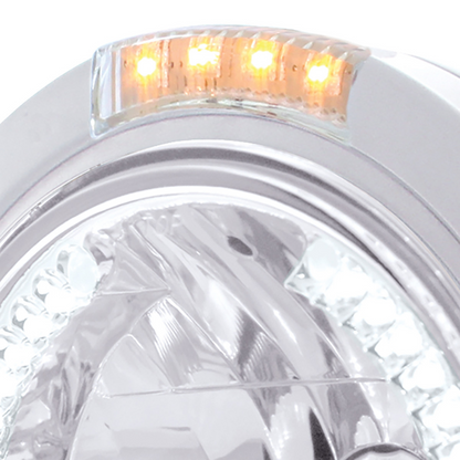Stainless Steel Bullet Classic Headlight H4 With White LED & Dual Mode LED Signal-Clear Lens