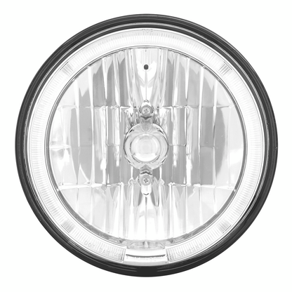 7" Crystal Headlight With White LED Halo Ring