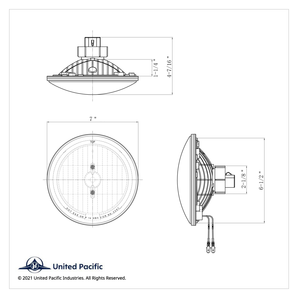 7" Crystal Headlight With White LED Halo Ring