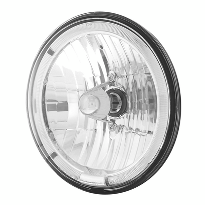 7" Crystal Headlight With White LED Halo Ring