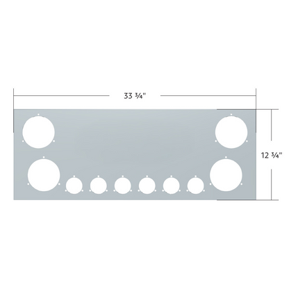 33-3/4" SS Rear Center Light Panel With Four 4" & Six 2" Light Cutouts(No LP Holes)