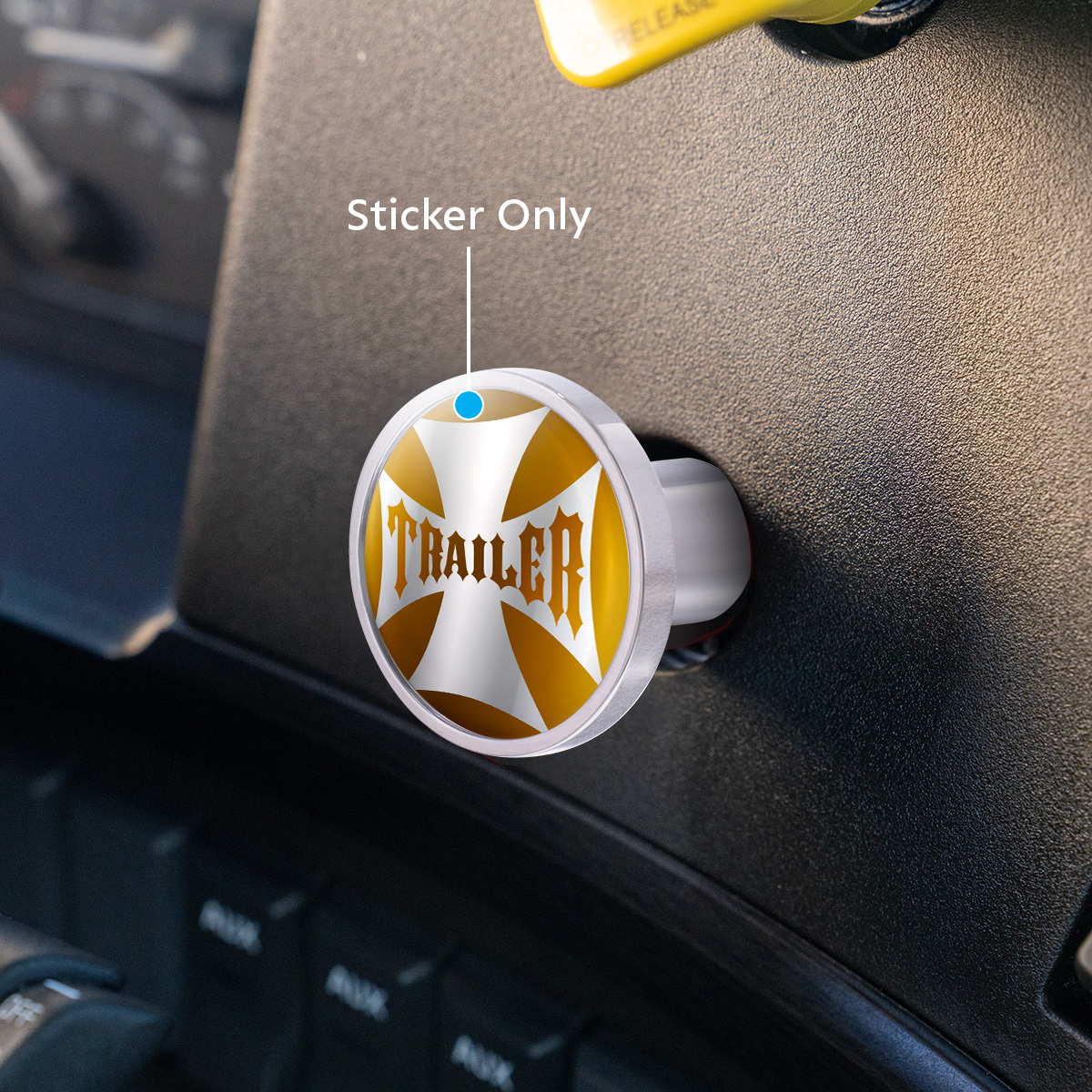 "Trailer" Maltese Cross Air Valve Knob Candy Color Sticker Only- Electric Yellow