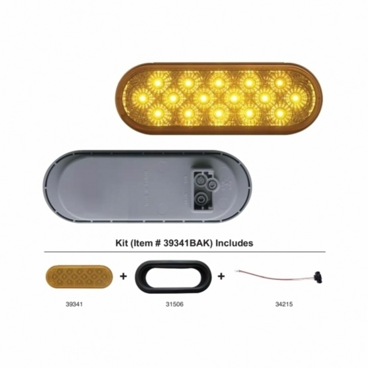 16 LED 6" Oval Reflector Turn Signal Light Kit - Amber LED/Amber Lens