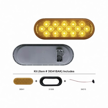 16 LED 6" Oval Reflector Turn Signal Light Kit - Amber LED/Amber Lens