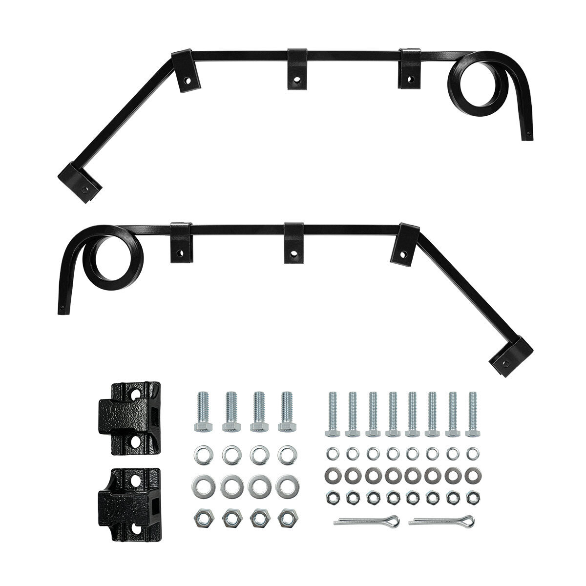 Black Angled Mud Flap Hangers With Mounting Hardware- 1 Coil (Pair)