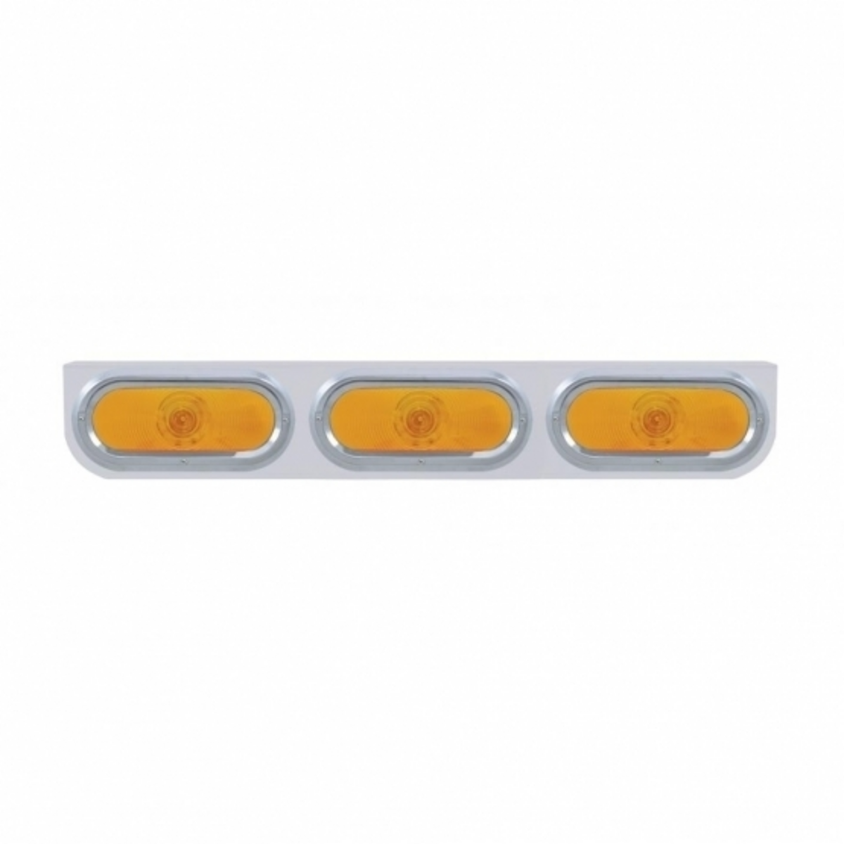 Stainless Light Bracket With 3X 6" Oval Lights & Visors - Amber Lens