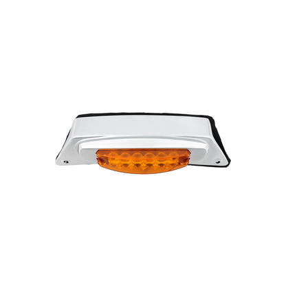 Chrome Fender Light Bracket With 12 LED Reflector Light - Amber LED/Amber Lens