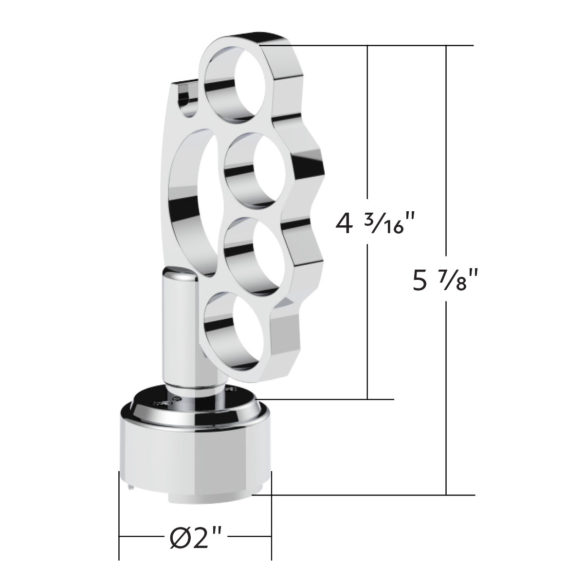 Thread-On Knuckle Gearshift Knob With Chrome 13/15/18 Speed Adapter - Chrome