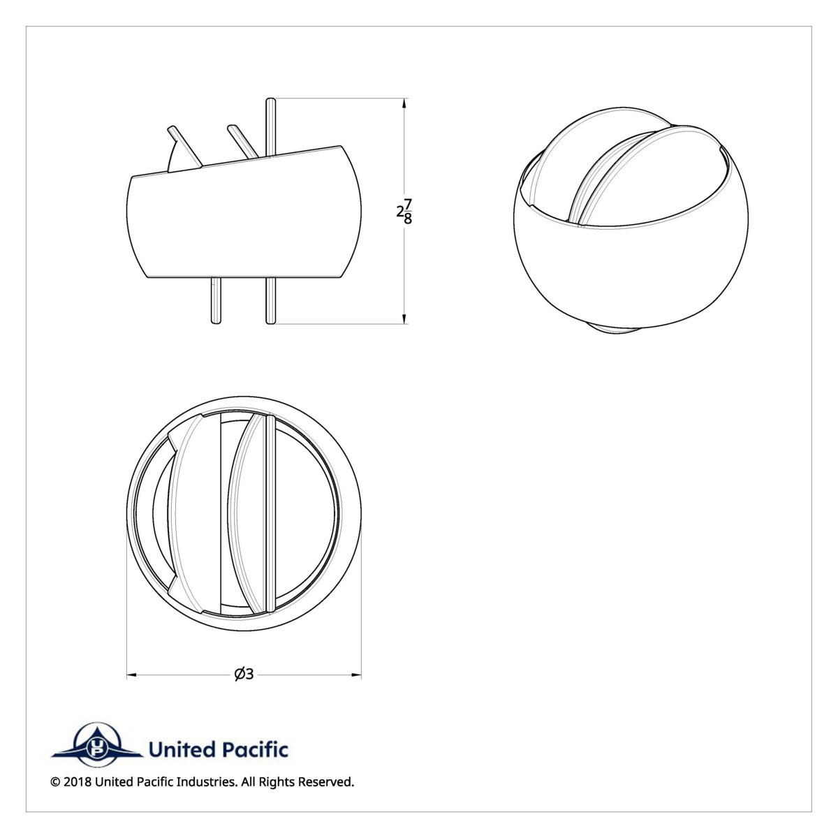 Chrome Plated A/C Vent Ball For 1967-72 Chevy & GMC Truck