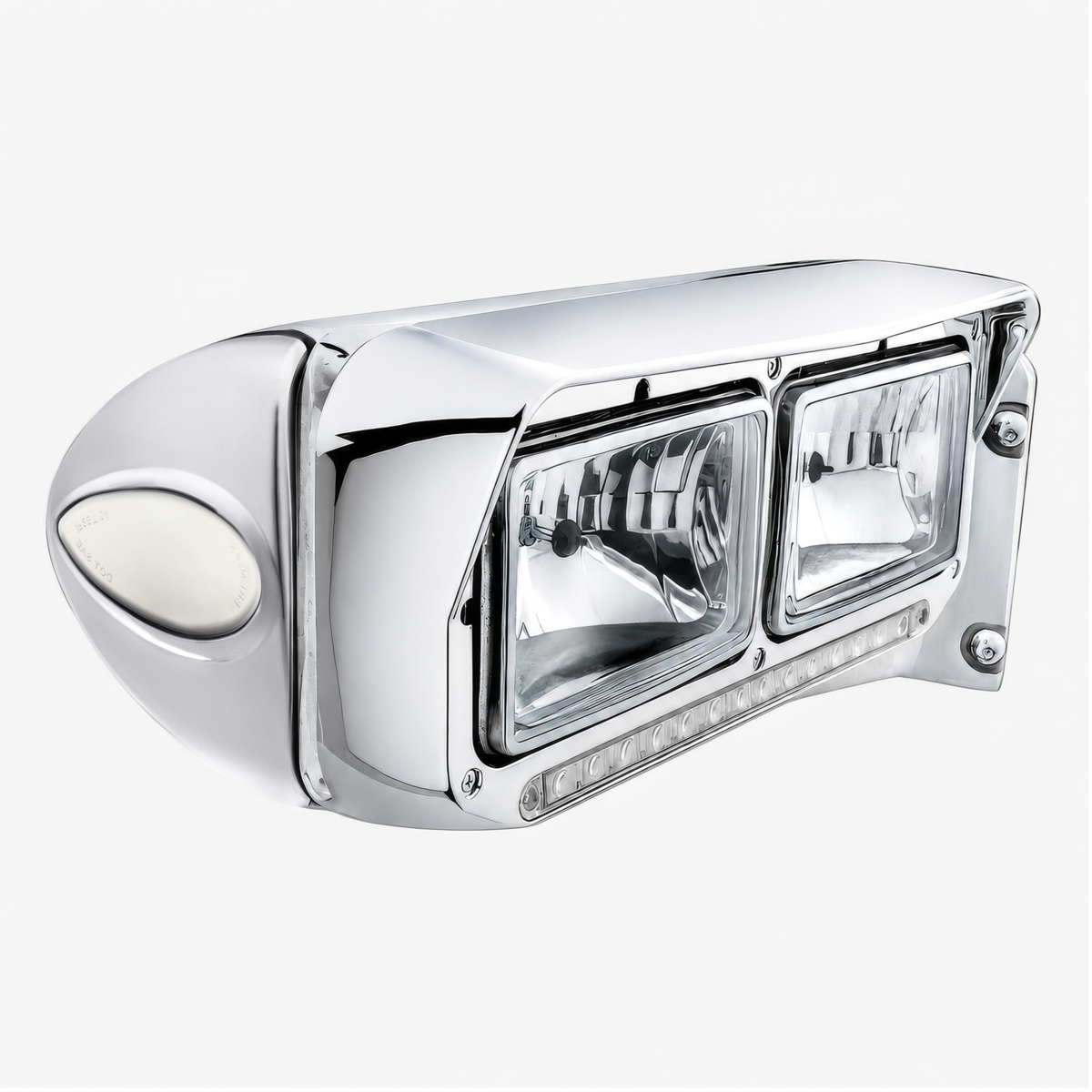 39 LED Teardrop Headlight Turn Signal Light Cover For Peterbilt - Amber LED/Chrome Lens