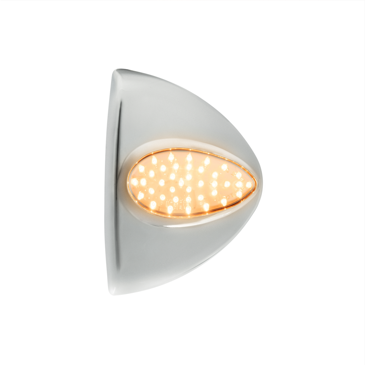 39 LED Teardrop Headlight Turn Signal Light Cover For Peterbilt - Amber LED/Chrome Lens