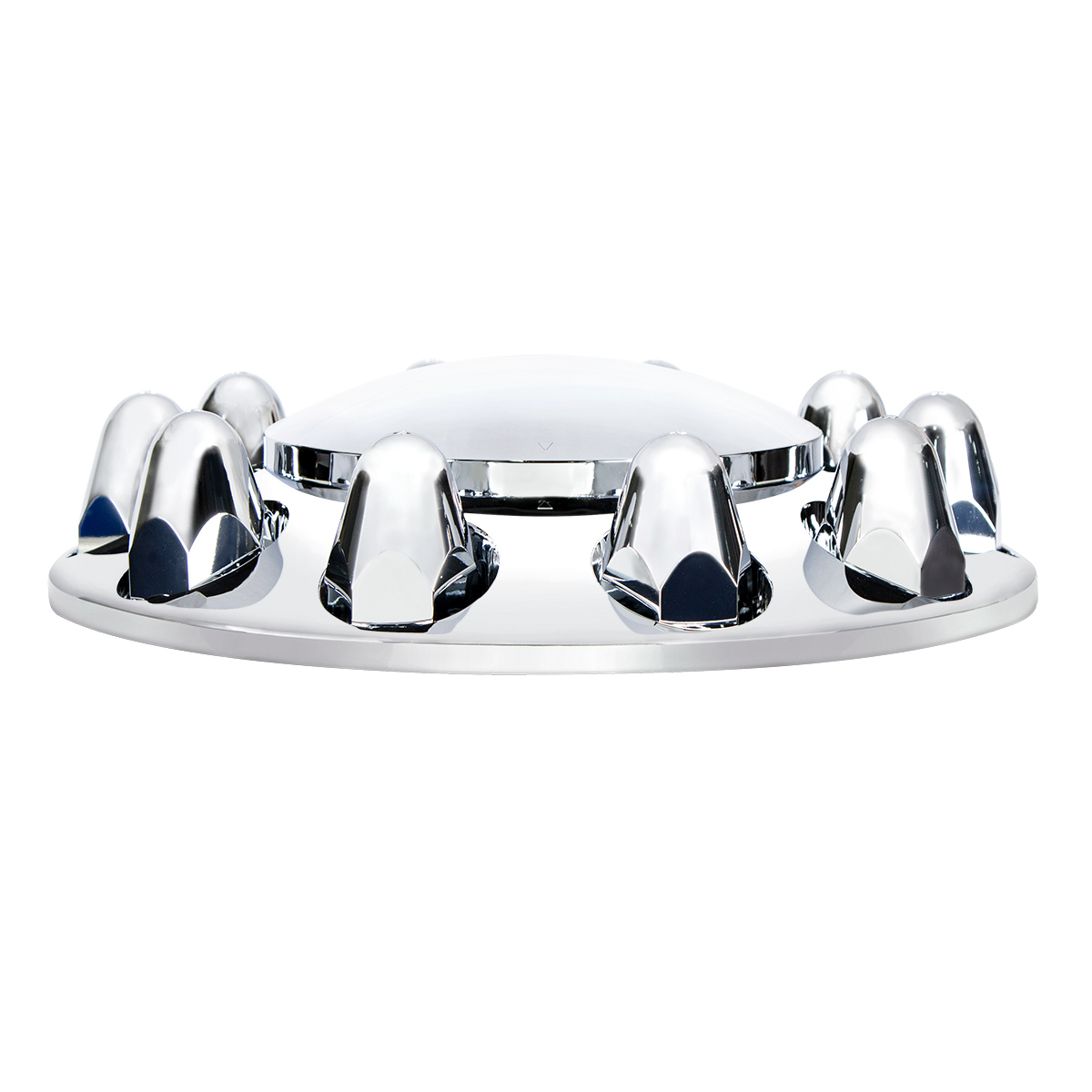 Dome Front Axle Cover With 1-1/2" Push-On Nut Covers - Chrome (Color Box)