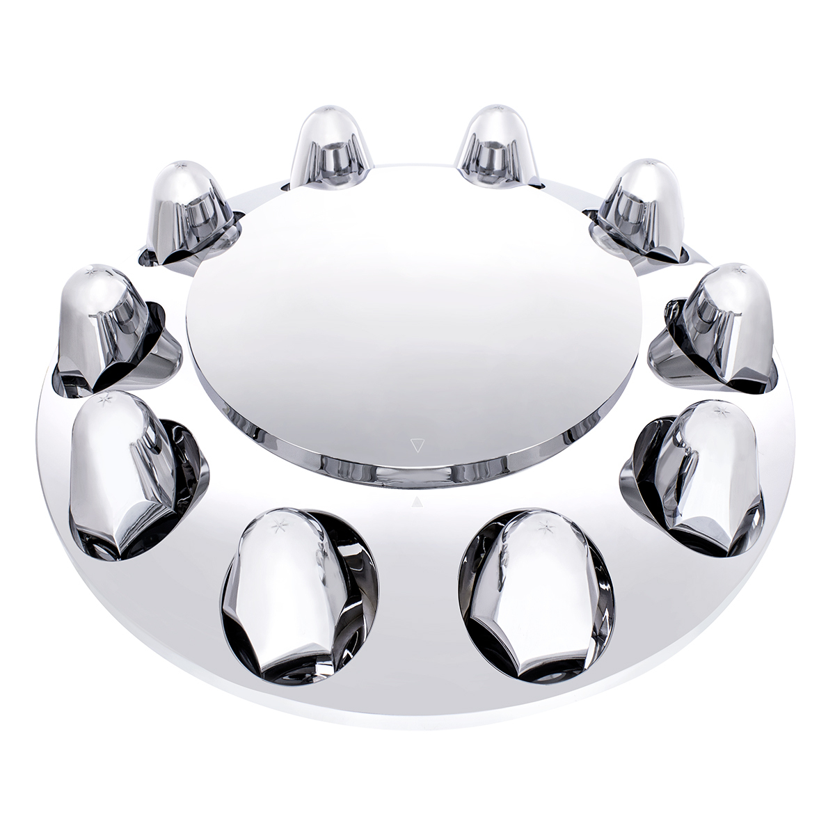 Dome Front Axle Cover With 1-1/2" Push-On Nut Covers - Chrome (Color Box)
