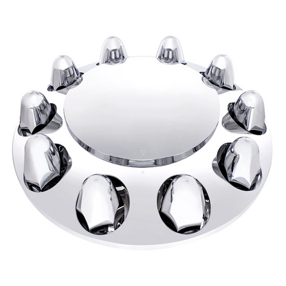 Dome Front Axle Cover With 1-1/2" Push-On Nut Covers - Chrome (Color Box)