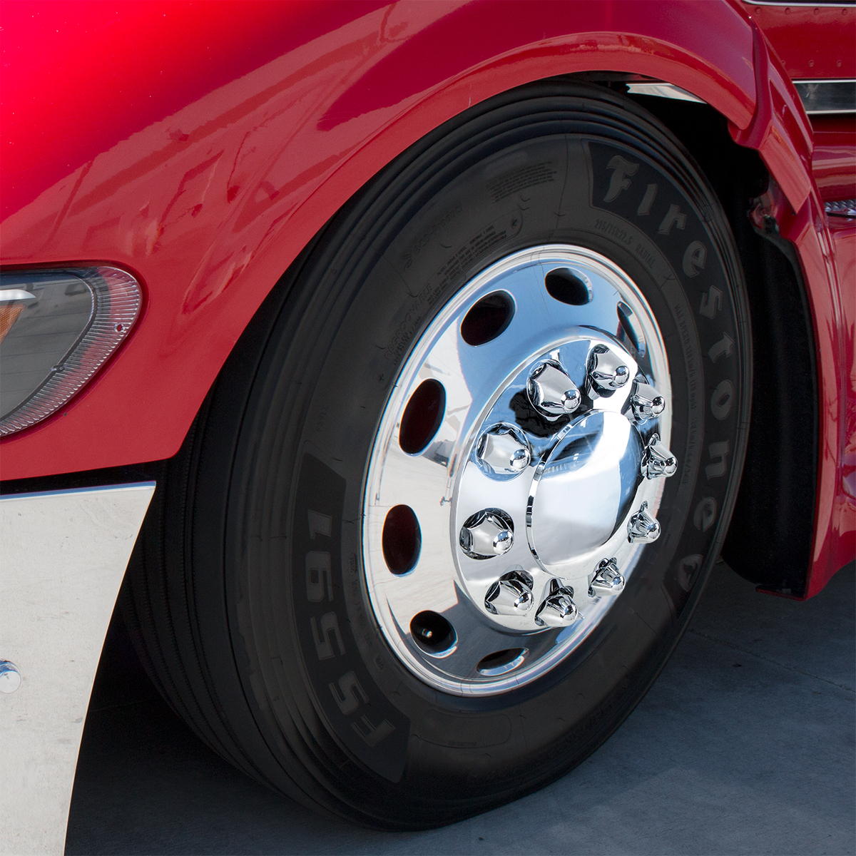 Dome Front Axle Cover With 1-1/2" Push-On Nut Covers - Chrome (Color Box)