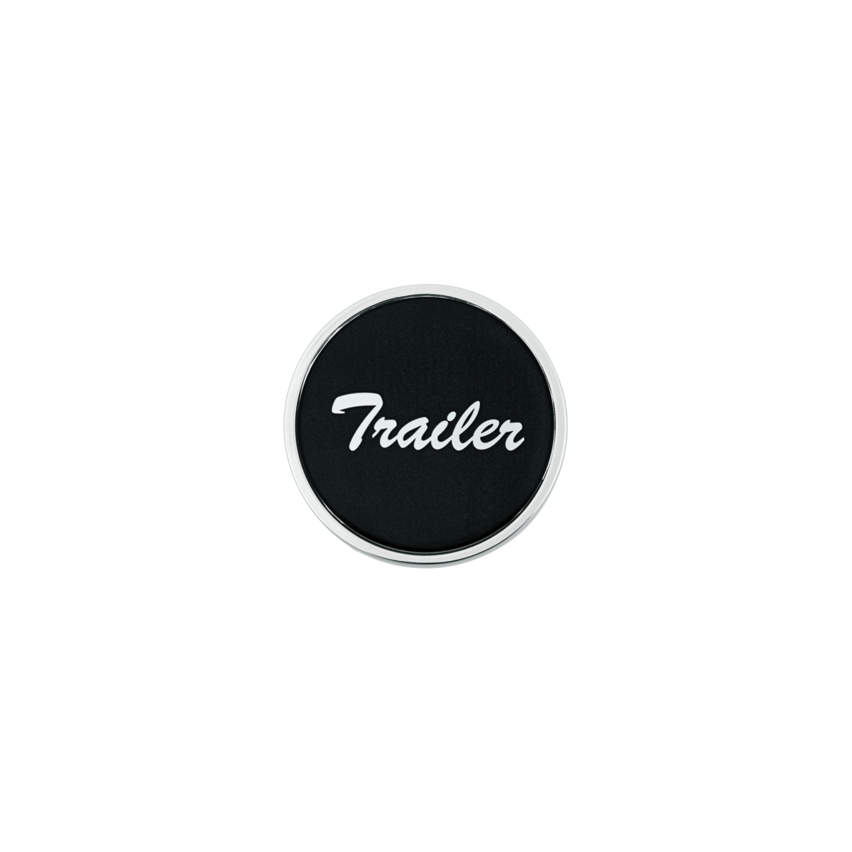 Aluminum Screw-On Air Valve Knob With Glossy Trailer Script Sticker - Black Sticker