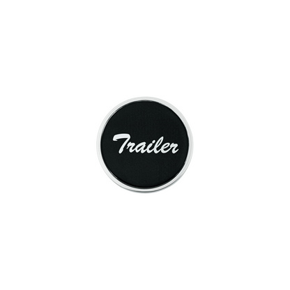 Aluminum Screw-On Air Valve Knob With Glossy Trailer Script Sticker - Black Sticker
