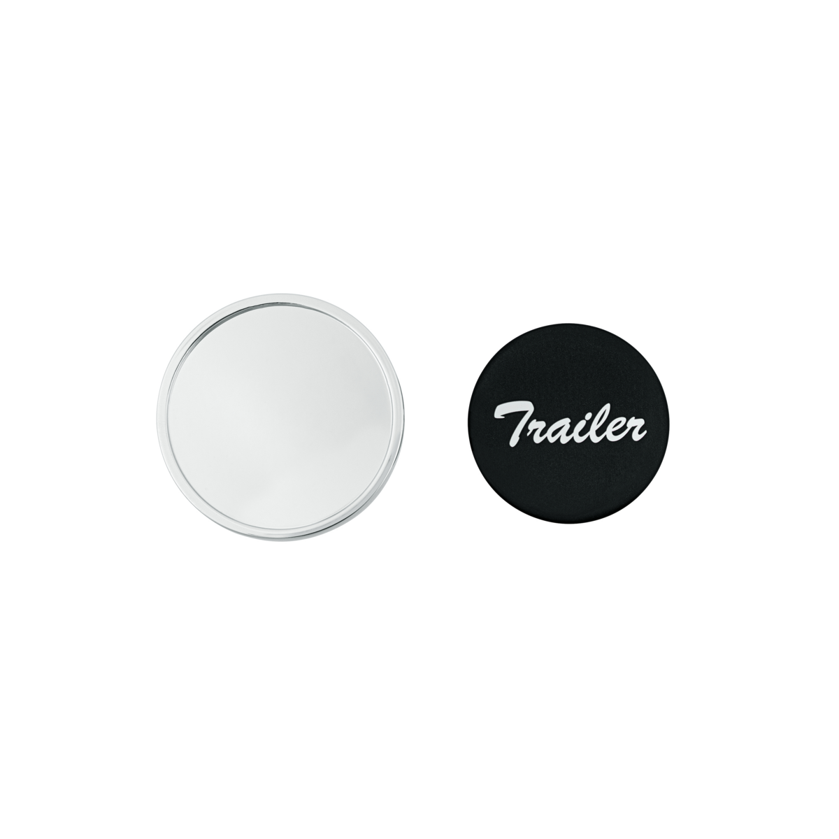 Aluminum Screw-On Air Valve Knob With Glossy Trailer Script Sticker - Black Sticker