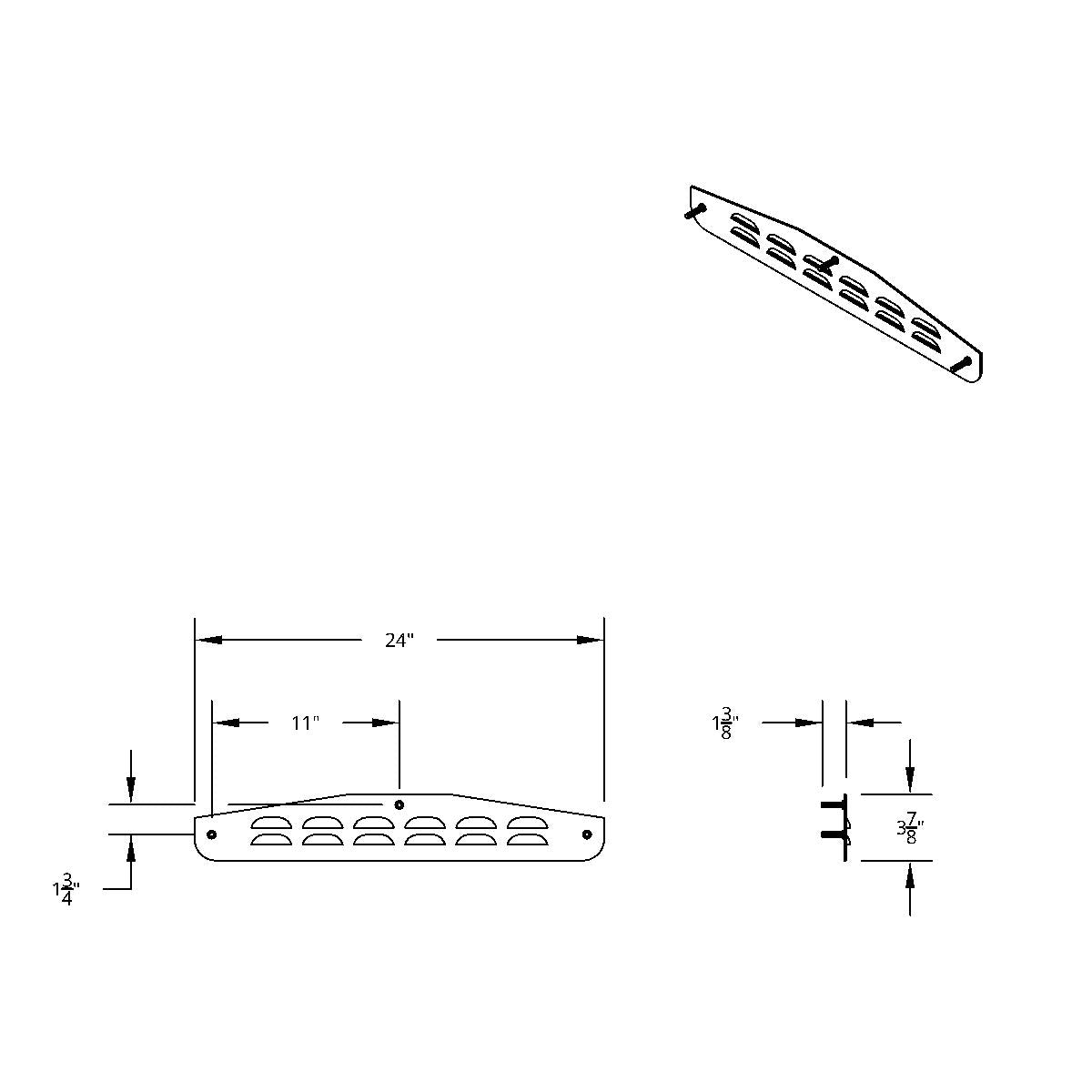 4" X 24" Chrome Louvered Bottom Mud Flap Plate -Welded Stud