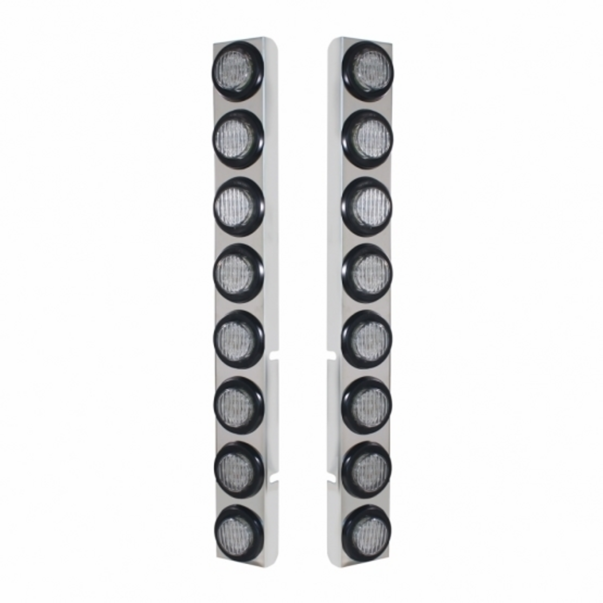 SS Rear Air Cleaner Bracket With 16X 9 LED 2" Lights For Peterbilt-Red LED/Clear Lens