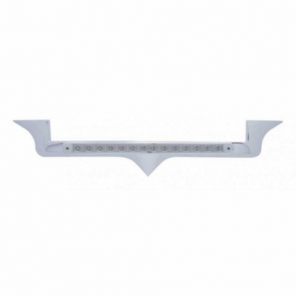 Chrome Hood Emblem Trim With 19 LED Reflector Light Bar For Kenworth - Red LED/Clear Lens