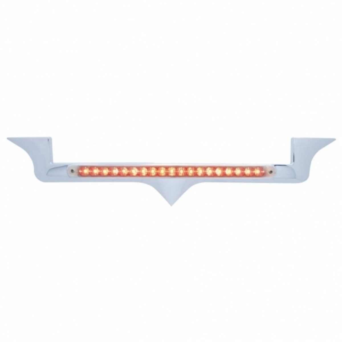 Chrome Hood Emblem Trim With 19 LED Reflector Light Bar For Kenworth - Red LED/Clear Lens