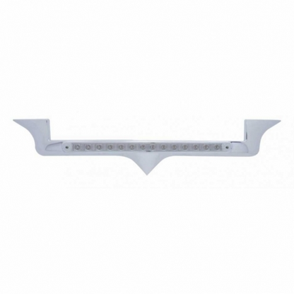 Chrome Hood Emblem Trim With 19 LED Reflector Light Bar For Kenworth - Red LED/Clear Lens