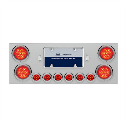 SS Rear Center Panel With 4X 7 LED 4" Reflector Lights & 6X 9 LED 2" Lights -Red LED & Lens