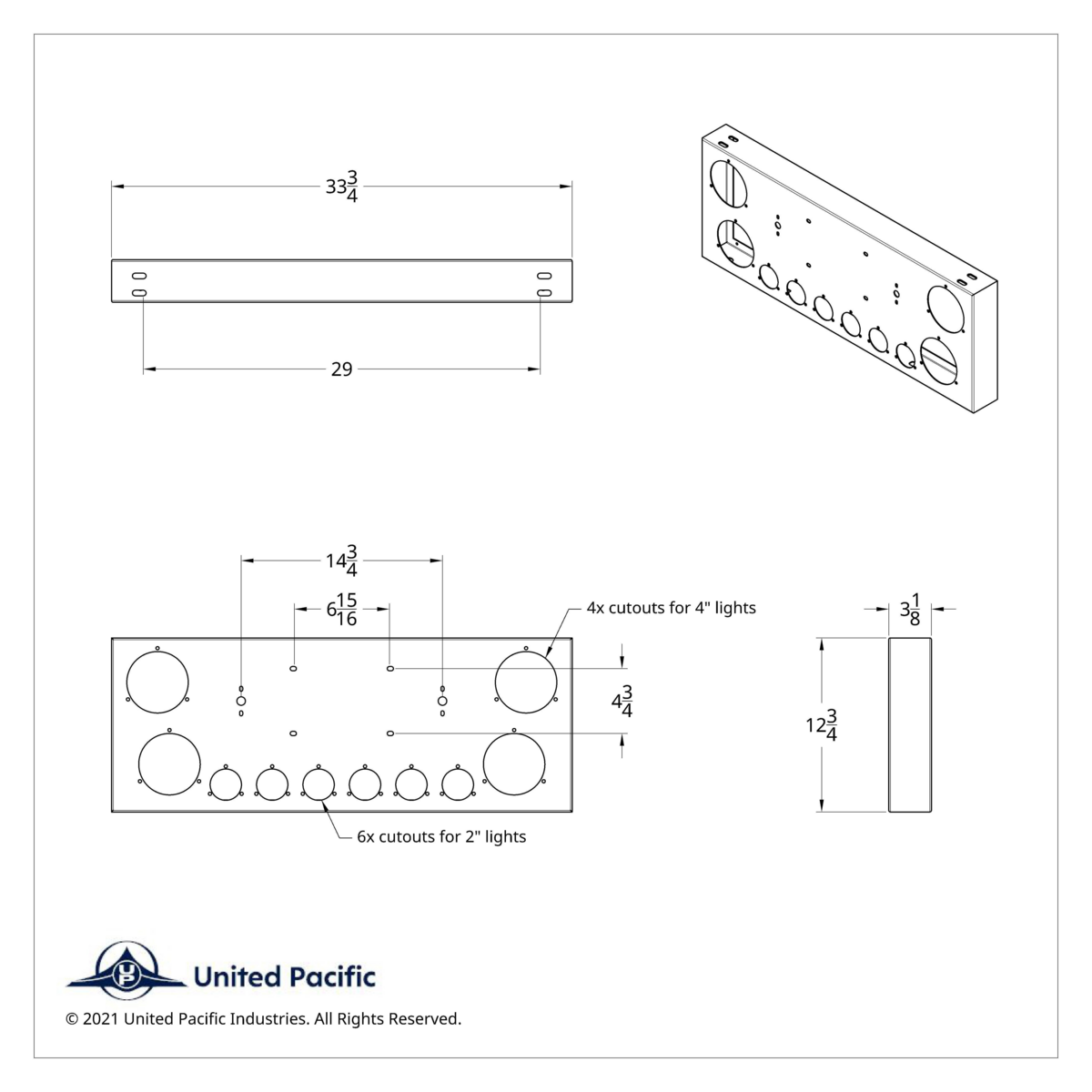 SS Rear Center Panel With 4X 7 LED 4" Reflector Lights & 6X 9 LED 2" Lights -Red LED & Lens
