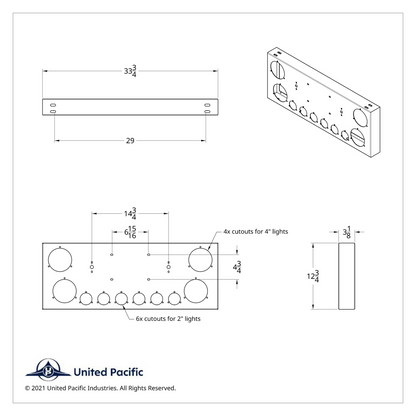 SS Rear Center Panel With 4X 7 LED 4" Reflector Lights & 6X 9 LED 2" Lights -Red LED & Lens