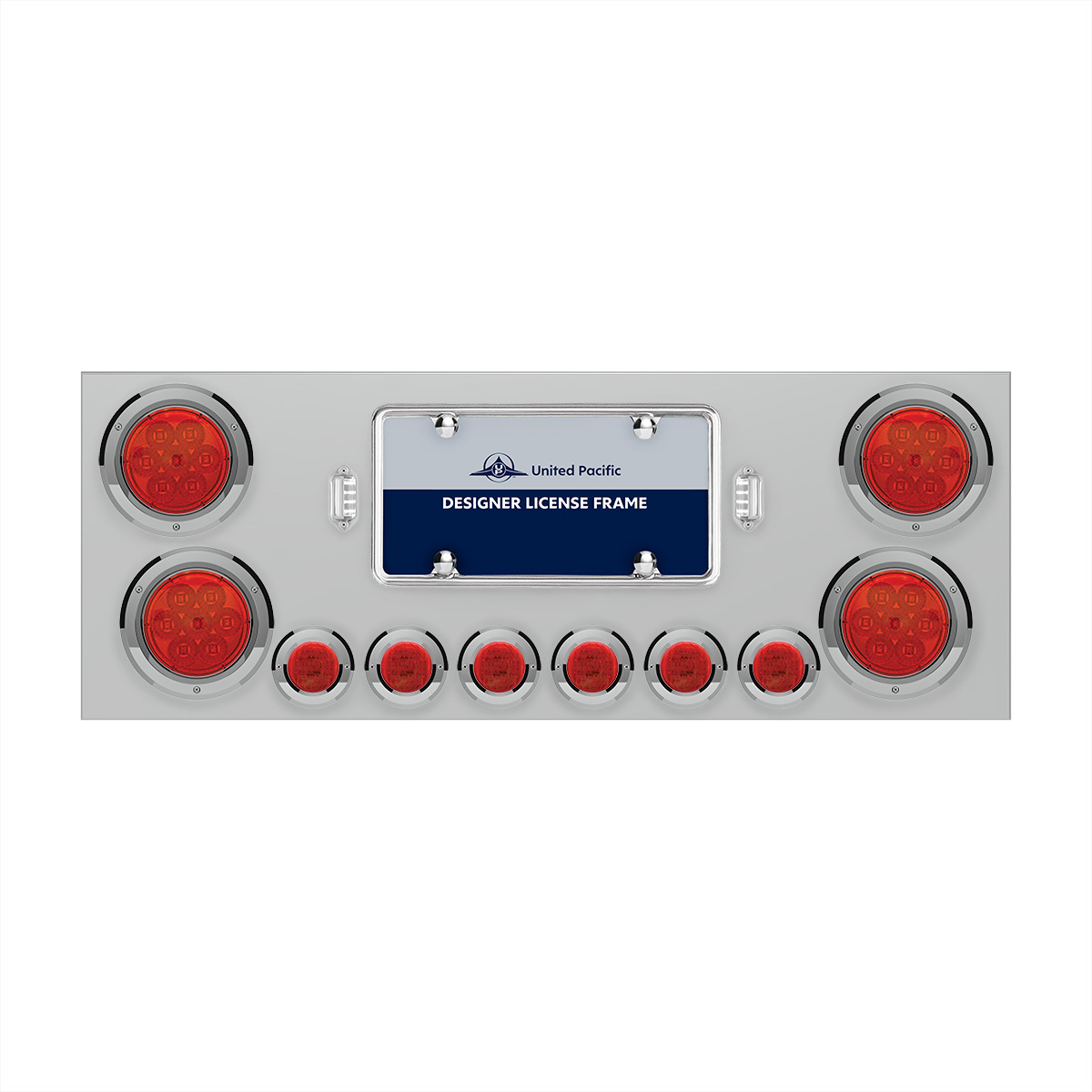 SS Rear Center Panel With 4X 7 LED 4" Reflector Lights & 6X 9 LED 2" Lights -Red LED & Lens