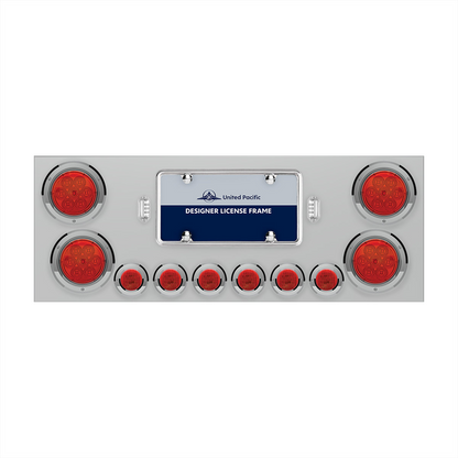 SS Rear Center Panel With 4X 7 LED 4" Reflector Lights & 6X 9 LED 2" Lights -Red LED & Lens