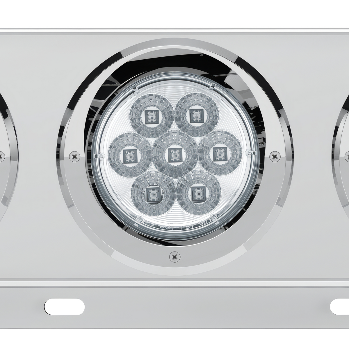3-3/4" Bolt Pattern Deluxe SS Spring Loaded Bar W/6X 7 Red LED 4" Reflector Light & Visors -Clear Lens (Pair)