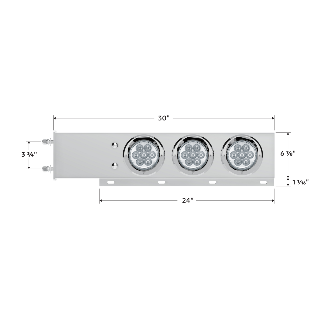 3-3/4" Bolt Pattern Deluxe SS Spring Loaded Bar W/6X 7 Red LED 4" Reflector Light & Visors -Clear Lens (Pair)