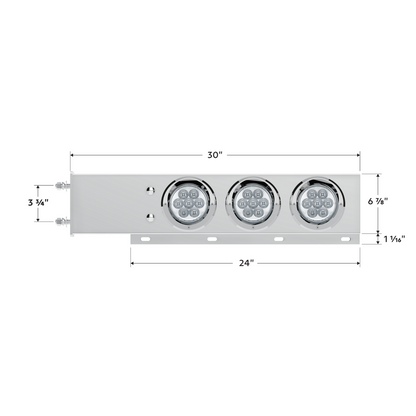 3-3/4" Bolt Pattern Deluxe SS Spring Loaded Bar W/6X 7 Red LED 4" Reflector Light & Visors -Clear Lens (Pair)