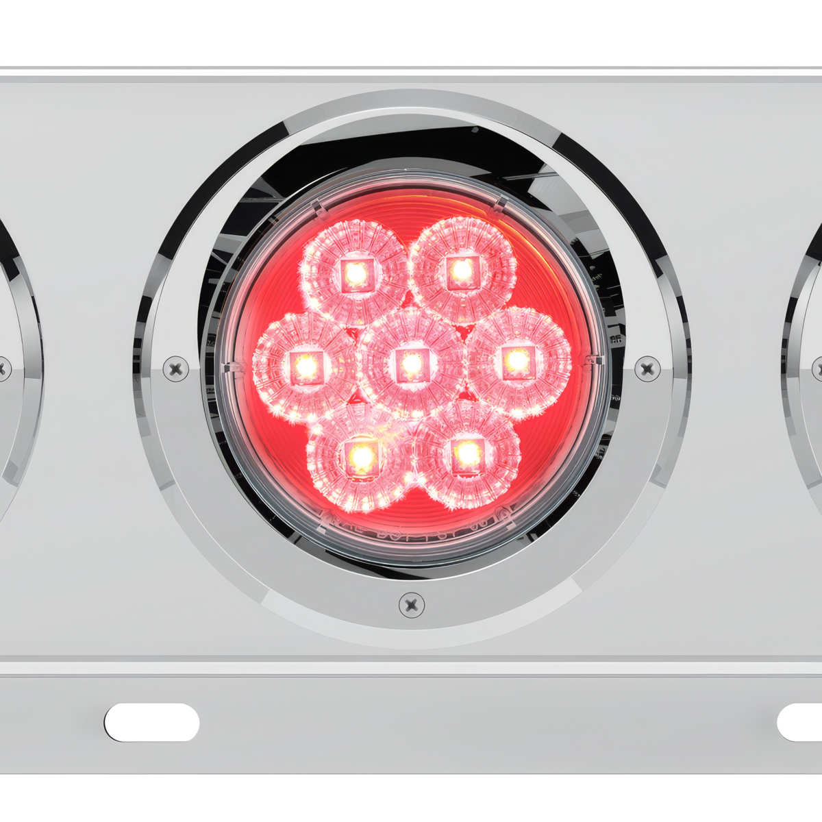 3-3/4" Bolt Pattern Deluxe SS Spring Loaded Bar W/6X 7 Red LED 4" Reflector Light & Visors -Clear Lens (Pair)