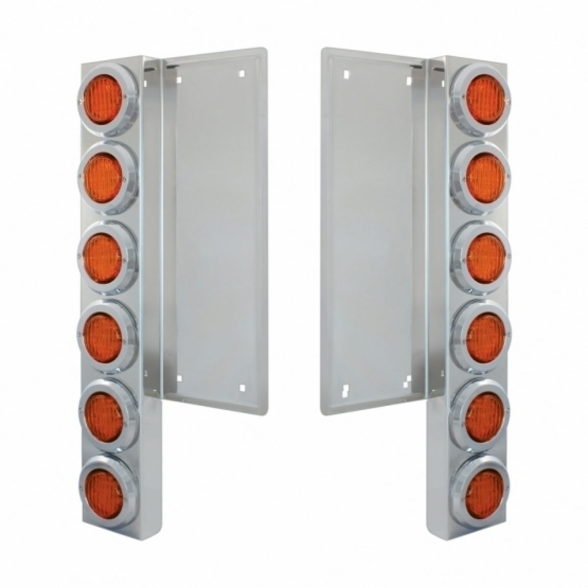 FL SS Front Air Cleaner Bracket W/12X 9 LED 2" Lights & Bezels -Amber LED & Lens