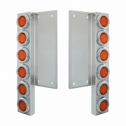 FL SS Front Air Cleaner Bracket W/12X 9 LED 2" Lights & Bezels -Amber LED & Lens