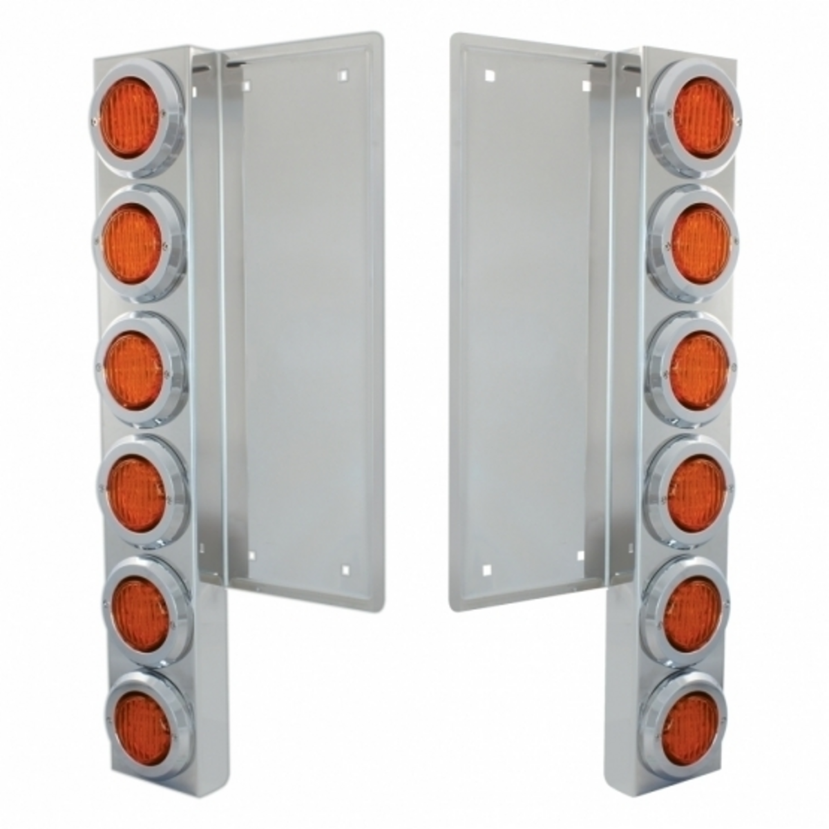 FL SS Front Air Cleaner Bracket W/12X 9 LED 2" Lights & Bezels -Amber LED & Lens