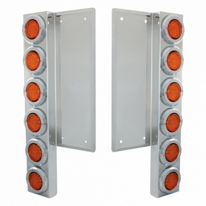 FL SS Front Air Cleaner Bracket W/12X 9 LED 2" Lights & Bezels -Amber LED & Lens