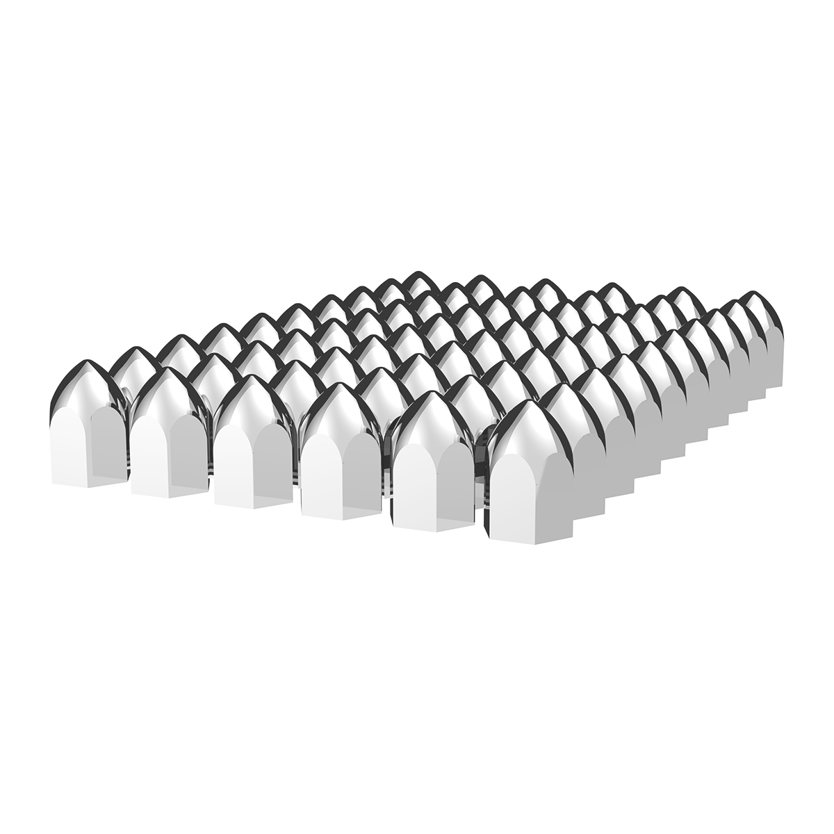 1-1/2" X 2-3/4" Chrome Plastic Bullet Nut Covers - Push-On (60-Pack)
