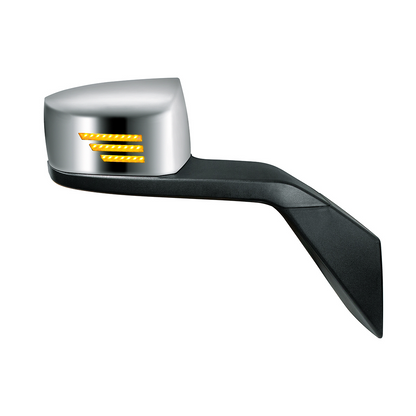 Chrome Hood Mirror Assembly With Sequential LED Turn Signal For 2004-2017 Volvo VNL-Passenger
