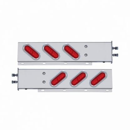2.5" Bolt Pattern SS Spring Loaded Bar With 6X 22 Red LED 6" Oval GloLight & Visor -Red Lens (Pair)