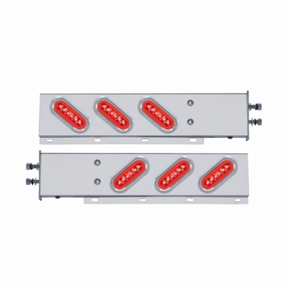 2.5" Bolt Pattern SS Spring Loaded Bar With 6X 22 Red LED 6" Oval GloLight & Visor -Red Lens (Pair)