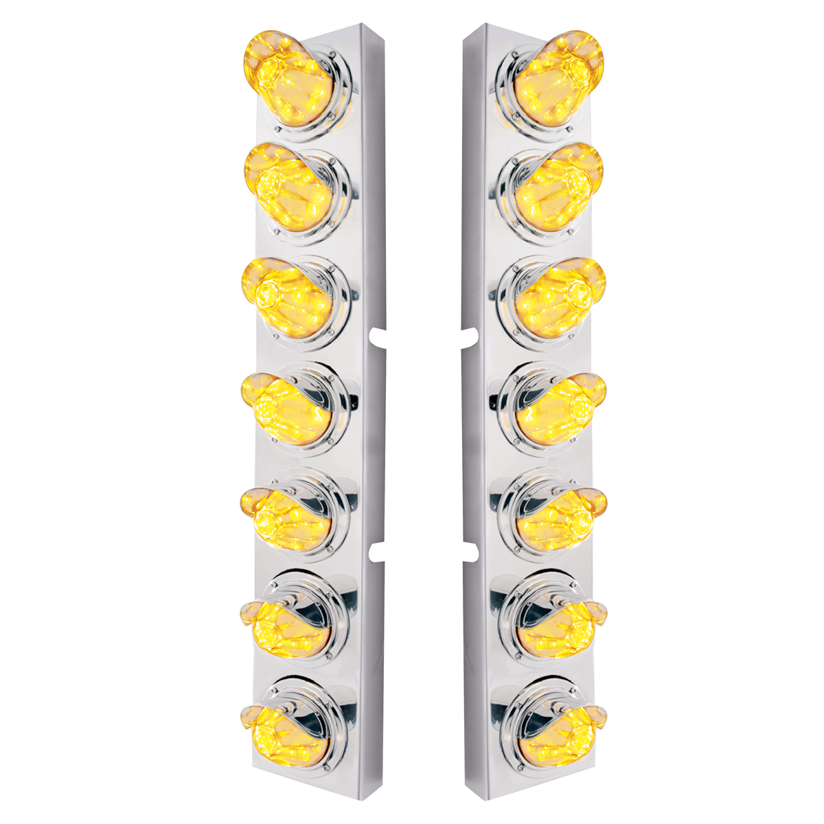 SS Front Air Cleaner Brkt With 14X 11 Amber LED Watermelon Light & Visor Bezel For KW Trucks-Clear Lens