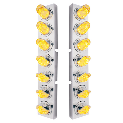 SS Front Air Cleaner Brkt With 14X 11 Amber LED Watermelon Light & Visor Bezel For KW Trucks-Clear Lens