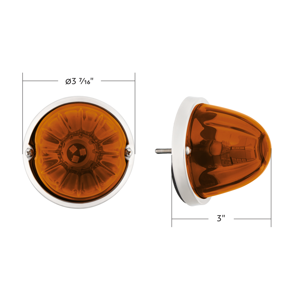 UltraBurst Glass Watermelon Flush Mount Kit With 18 LED Bulb-Amber LED/Dark Amber Lens